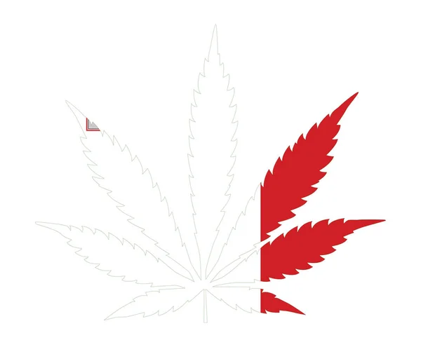 대마초 잎 플래그입니다. 몰타에서 마리화나, 대마초의 합법화의 개념 — 스톡 벡터