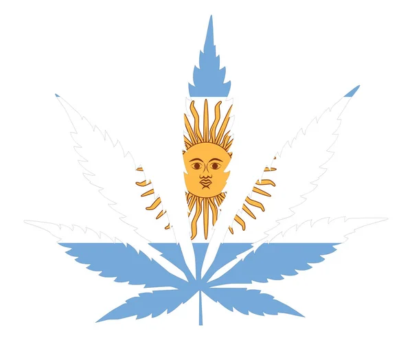 Bandera de hoja de cannabis. El concepto de legalización de la marihuana, cannabis en Argentina — Vector de stock