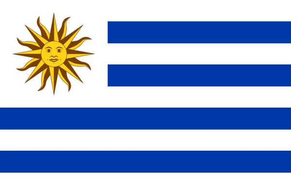 Původní a jednoduchá Uruguayská vlajka izolovaná v oficiálních barvách a správně proporce — Stockový vektor