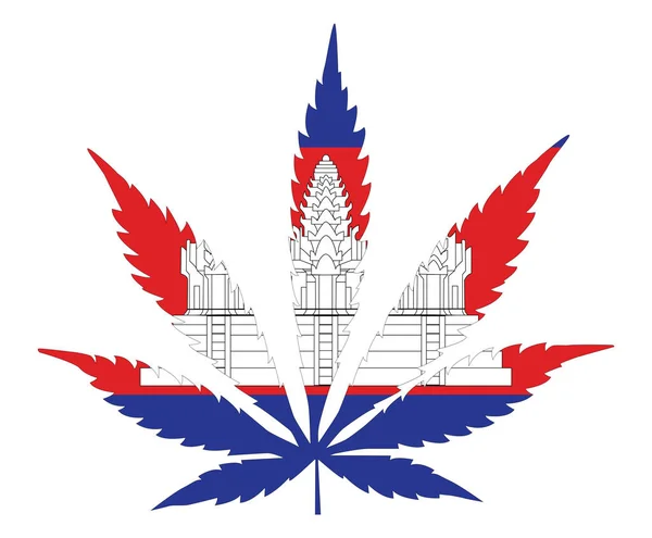 Cannabis-Blattfahne. das Konzept der Legalisierung von Marihuana, Cannabis in Kambodscha — Stockvektor
