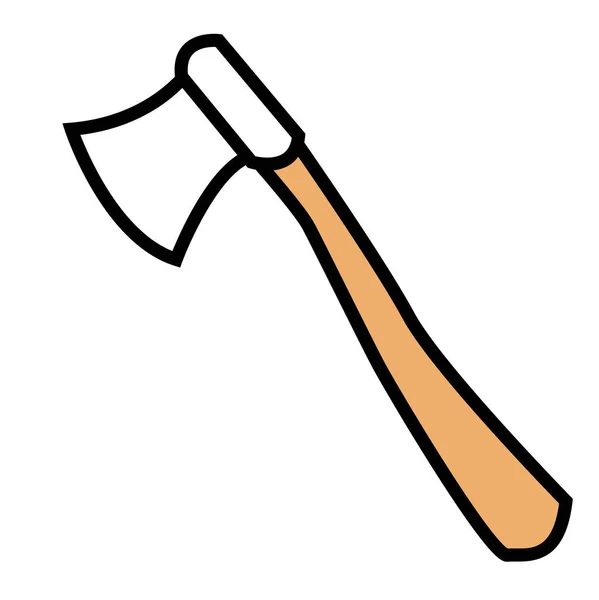 Wooden axe isolated on a white background. Color line art. — 스톡 벡터