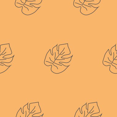 Tropikal yaprakları ile dikişsiz desen. Elle çizilmiş yaz baskısı.