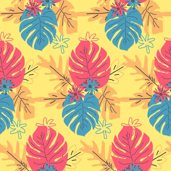 Patrón tropical sin costuras con hojas verdes y beige. diseño. Estampado de selva plana . — Archivo Imágenes Vectoriales