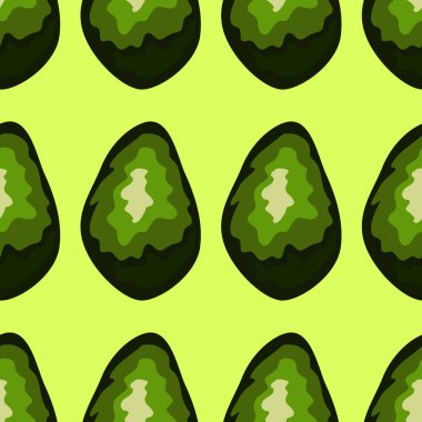 Arka planda avokado dikişsiz desen. Bütün ve kesilmiş avokado