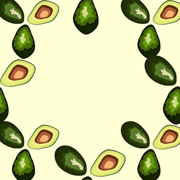 Verse avocado hand tekenen naadloze patroon. Natuurlijke en gezonde voeding. Biologisch voedsel. — Stockvector