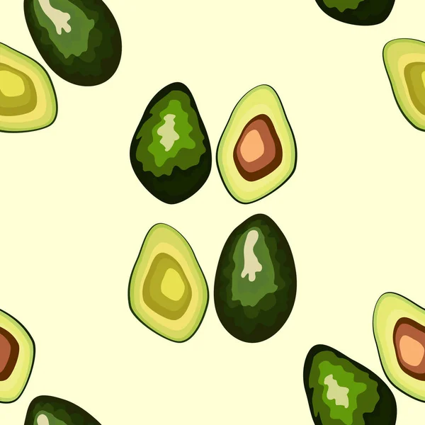 Fresh avocado hand draw seamless pattern n.Natural and healthy nutrition. Органические продукты питания . — стоковый вектор