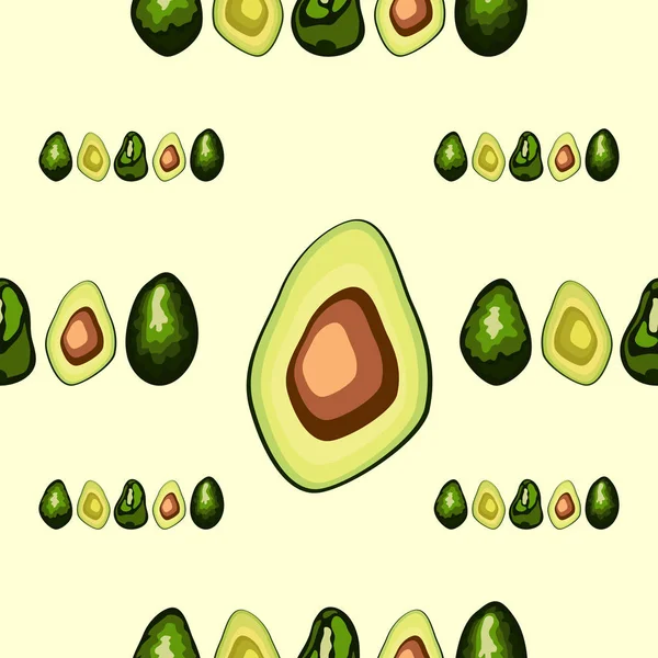 Comida saludable. Huella de aguacate. Patrón sin costura, impresión — Vector de stock