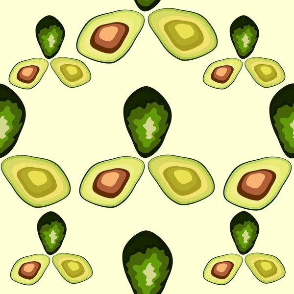 El aguacate fresco dibuja un patrón sin costuras. Nutrición natural y saludable. Alimentos ecológicos . — Vector de stock