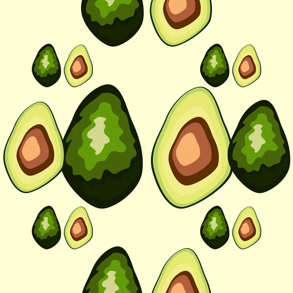 Patrón sin costura de aguacate. impresión, tela y embalaje de productos orgánicos, veganos, primas. Textura para alimentos ecológicos y saludables — Vector de stock