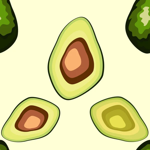 Comida saludable. Huella de aguacate. Patrón sin costura, impresión — Archivo Imágenes Vectoriales