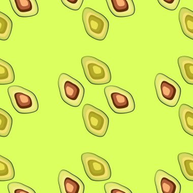 Arka planda avokado dikişsiz desen. Bütün ve kesilmiş avokado