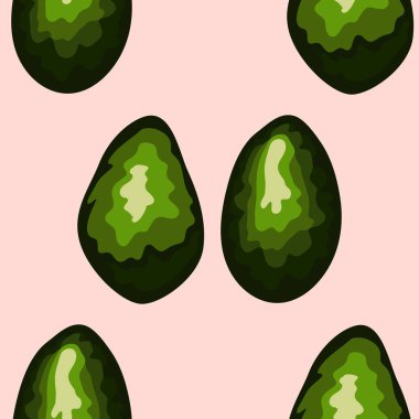 Avokado dikişsiz desen. Bütün ve dilimlenmiş avokado