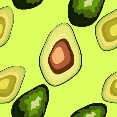 sağlıklı gıda. Avokado izi. Dikişsiz desen, baskı