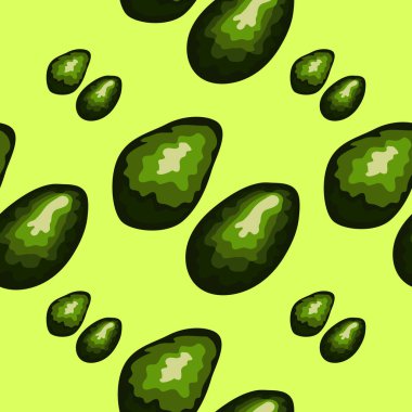 Arka planda avokado dikişsiz desen. Bütün ve kesilmiş avokado