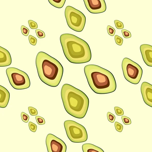 Mão de abacate fresco desenhar sem costura padrão.Nutrição natural e saudável. Alimentos biológicos . — Vetor de Stock