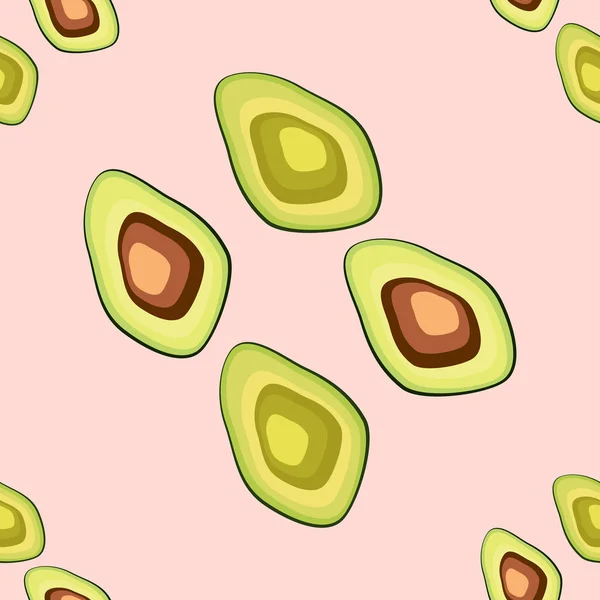 Avocado seamless pattern. print, fabric and organic, vegan, raw products packaging. Texture for eco and healthy food — Stock Vector