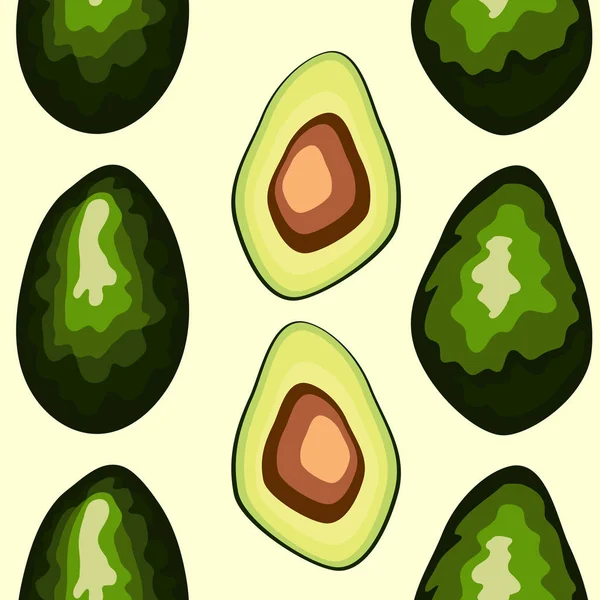 Avocado nahtlose Muster. Druck-, Stoff- und Bio-, vegane Rohstoffverpackungen. Textur für ökologische und gesunde Ernährung — Stockvektor