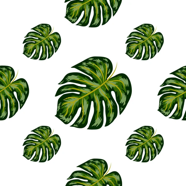 Patrón tropical artístico brillante sin costuras con monstera. moderno colorido trópico fondo allover impresión — Vector de stock