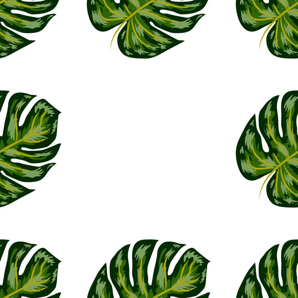 Nahtloses Muster von Blättern monstera. Tropische Blätter einer Palme. Vektorhintergrund. — Stockvektor