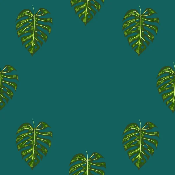 Patrón sin costuras de hojas monstera. Hojas tropicales de palmera. Fondo vectorial. — Vector de stock