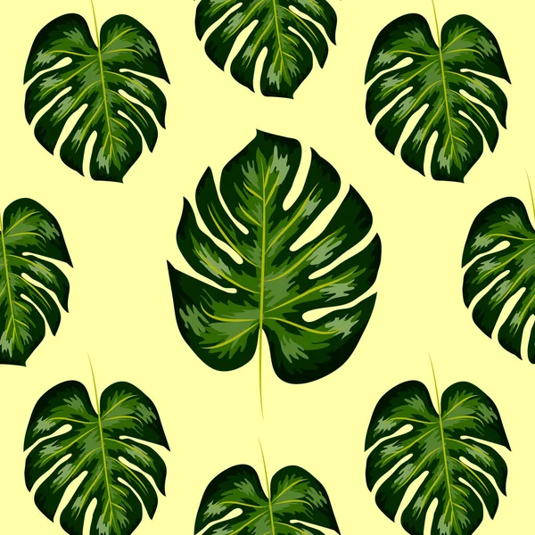 Naadloze heldere artistieke tropische patroon met Monstera. moderne kleurrijke tropen achtergrond allover print — Stockvector