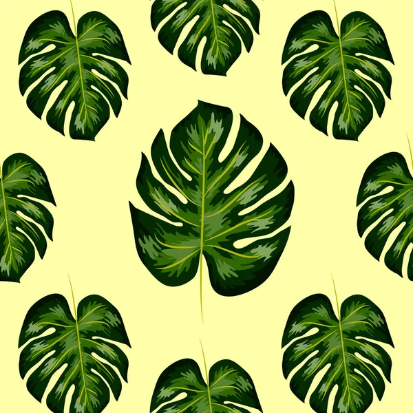 Patrón tropical artístico brillante sin costuras con monstera. moderno colorido trópico fondo allover impresión — Archivo Imágenes Vectoriales