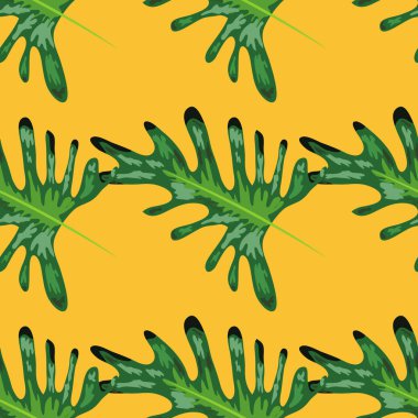 turkuaz ve yeşil tropikal yaprakları. Muhteşem avuç içi ile kesintisiz grafik tasarım. Gerçekçi palmiye yaprakları.