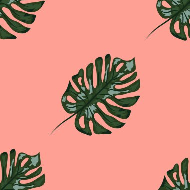 Monstera ile dikişsiz çivit tropikal desen