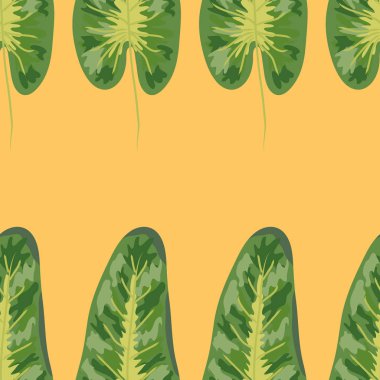 Tropikal bitkiler dikişsiz desen, tropikal yeşillik, pastel vintage tema