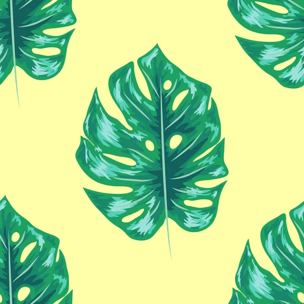 Monstera ile dikişsiz çivit tropikal desen — Stok Vektör