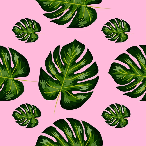 Motif botanique sans couture avec des feuilles tropicales. Conception de fond. Idéal pour l'impression de style hawaïen, papier d'emballage — Image vectorielle