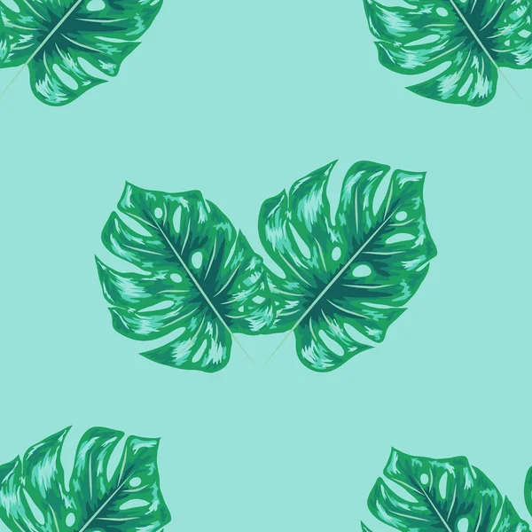 Modèle sans couture Indigo avec des feuilles de palmier monstera. Conception de tissu de camouflage tropical d'été . — Image vectorielle