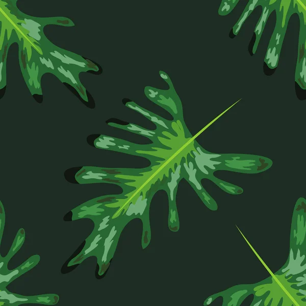 Natuur naadloze patroon. Hand getekende abstracte tropische zomer achtergrond: palmbomen, Monstera, — Stockvector