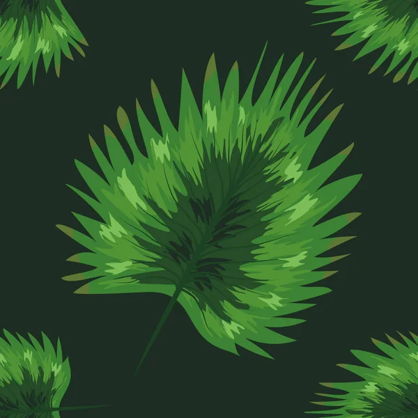 シームレスなヴィンテージ花柄。エキゾチックな葉だ植物の古典的なイラスト。緑 — ストックベクタ