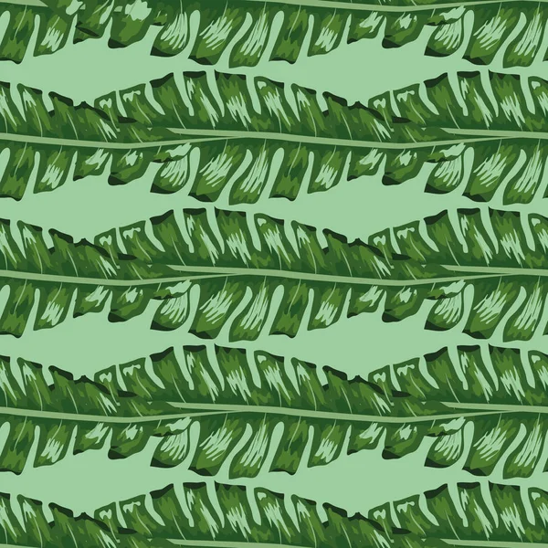 棕榈叶。热带叶子无缝图案。香蕉叶背景. — 图库矢量图片