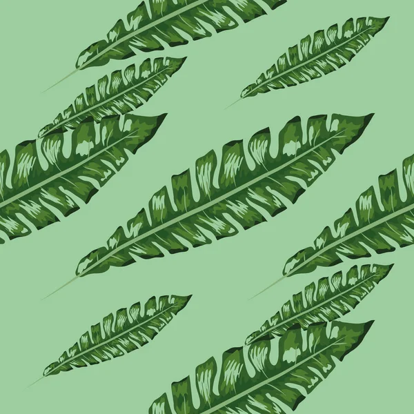 Motif floral vintage sans couture. Feuilles exotiques. Illustration classique botanique. Vert — Image vectorielle