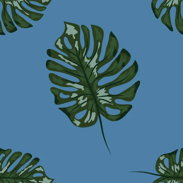 Modèle tropical indigo sans couture avec monstera — Image vectorielle