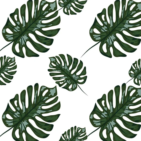 Indigo nahtloses Muster mit Monstera-Palmblättern. Sommer tropische Camouflage Stoff Design. — Stockvektor