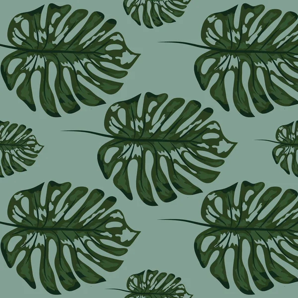 Tropisches Blatt-Design mit blauen Monstera-Pflanzenblättern. nahtlos wiederholendes Muster. — Stockvektor