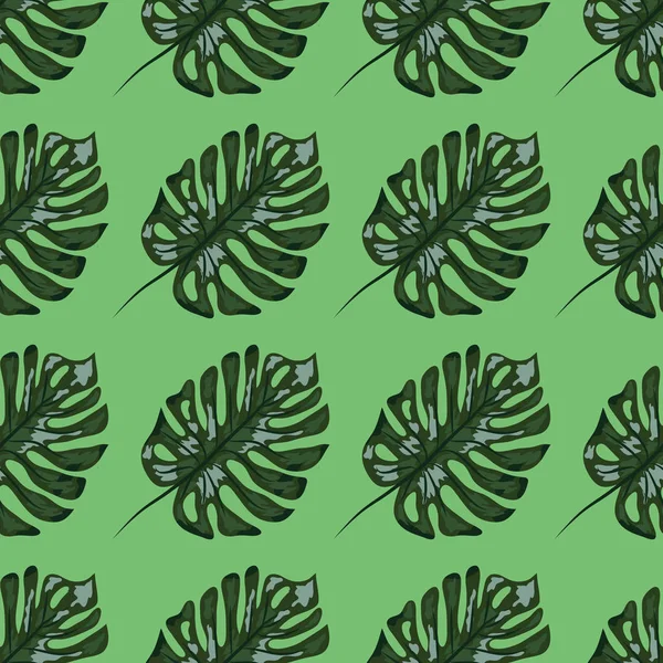 Patrón índigo sin costuras con hojas de palma monstera. Diseño de tela de camuflaje tropical de verano . — Archivo Imágenes Vectoriales