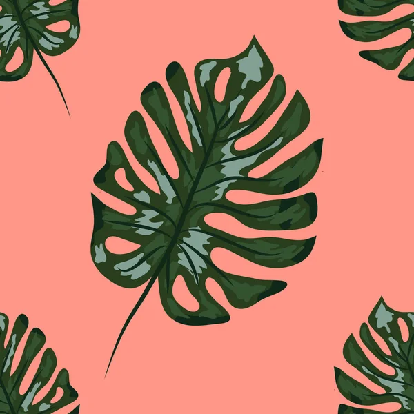 Indigo nahtloses Muster mit Monstera-Palmblättern. Sommer tropische Camouflage Stoff Design. — Stockvektor