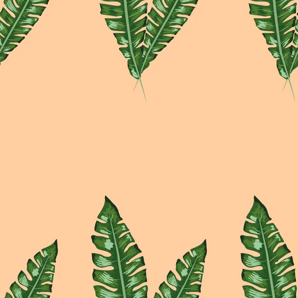 Hermoso patrón de verano floral vector sin costura con hojas de plátano — Archivo Imágenes Vectoriales