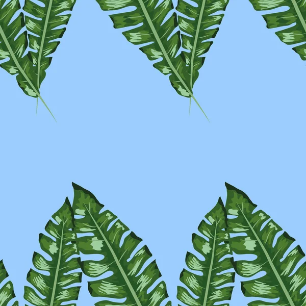 Tropical deja un patrón realista sin costuras. Hoja de plátano y palmera . — Vector de stock