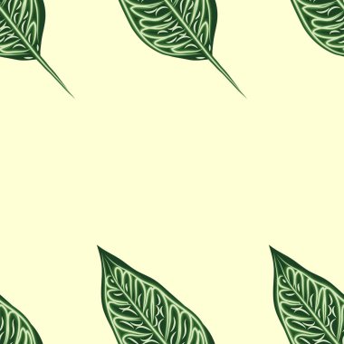 Hafif arka planda dikişsiz tropikal Ficus Elastica deseni. Egzotik baskı. Vintage motifler.