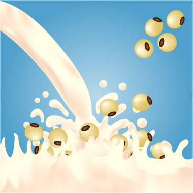 Soya fasulyesi soya sütüne düşer, soya sütü sıçramasına neden olur.