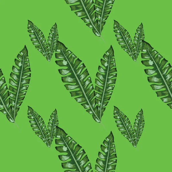 Tropical deja un patrón realista sin costuras. Hoja de plátano y palmera . — Vector de stock