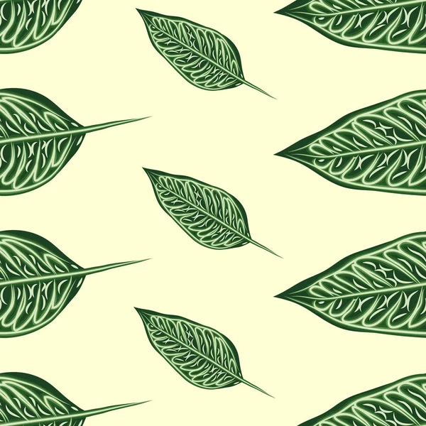 Nahtloses Muster tropischer Pflanzen. Wiederholung der tropischen Kulisse mit Dieffenbachia-Zweigen. exotische Dschungel-Tapete — Stockvektor