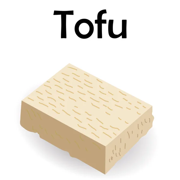 Stukje tofu-kaas, gezond dieet voedsel, Vegan bron van eiwit illustratie op een witte achtergrond — Stockvector