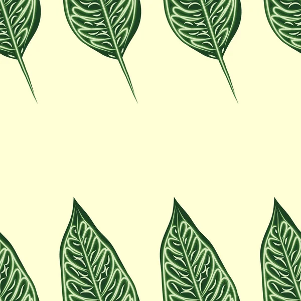 Bezešvé vzory s listím Ficus Benjamín na zeleném pozadí — Stockový vektor