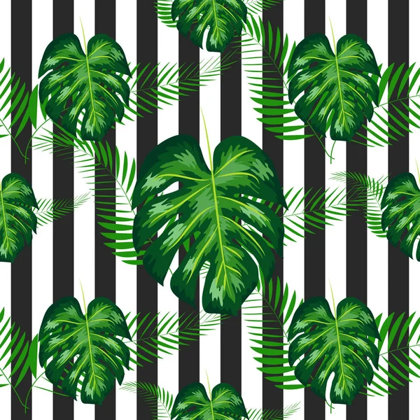 Monstera mönster. Sommar design för badkläder. Exotisk Palm grönska bakgrund. Monstera sömlösa mönster. — Stock vektor